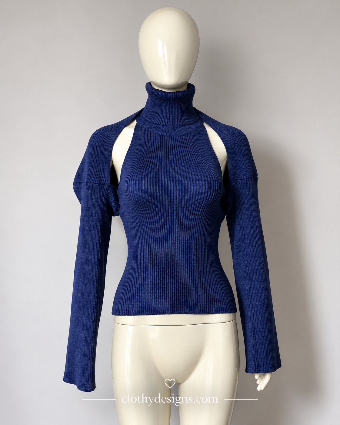 Women's Knitted Turtleneck Top with Shrug – Sleeveless Backless Slim-Fit Fall & Winter Outfit